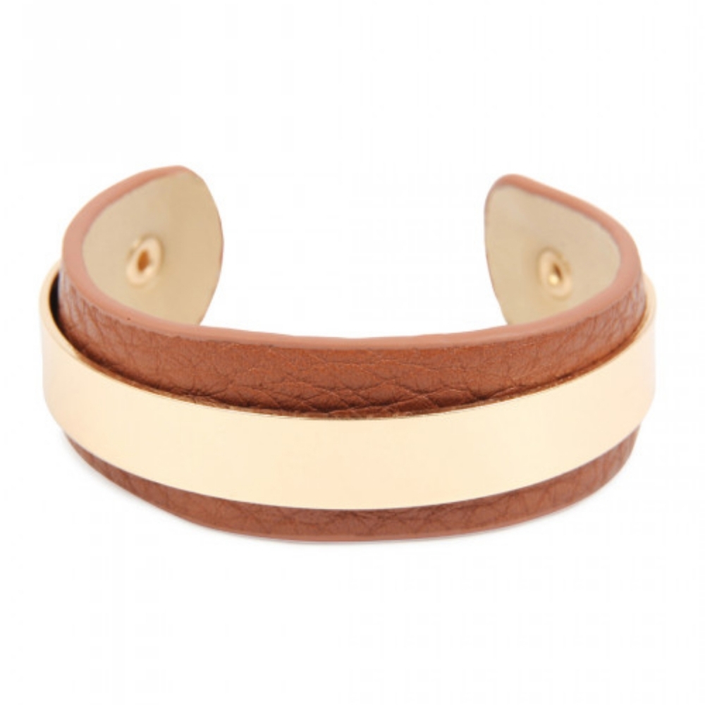 BROWN SIMPLE LEATHER CUFF BRACELET